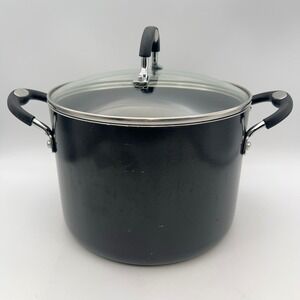 Tramontina 6 Qt Aluminum Nonstick Stock Pot with Glass Lid Black 5.7L
